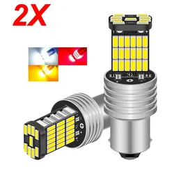 2PCS W21/5W 7443 T20 7440 W21W WY21W T25 3157 BA15S P21W PY21W BAU15S P21/5W LED Bulbs 4014SMD 1600LM Car Light White Amber Red