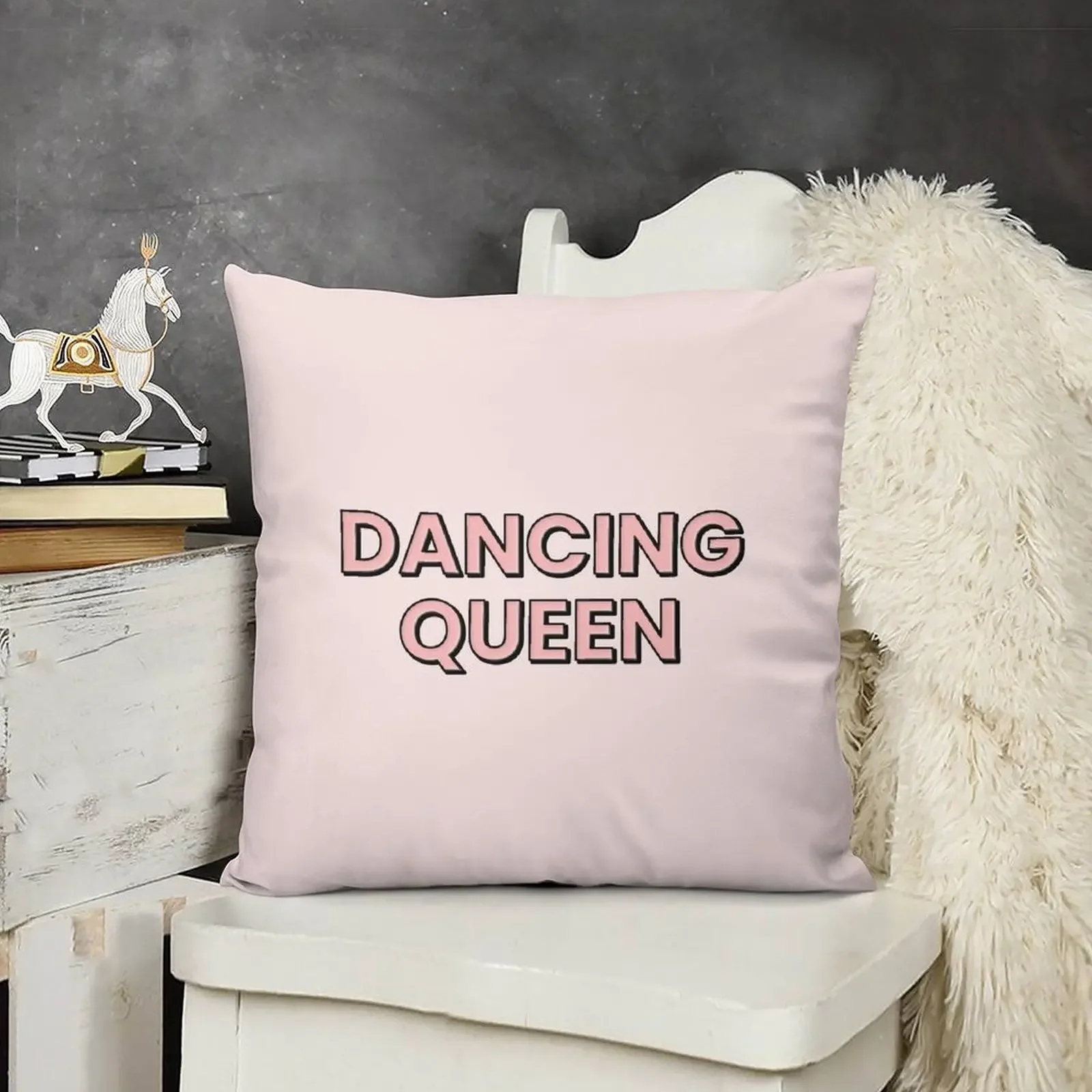 Dancing queen pink block letter sticker Throw Pillow Cushions Cover covers for pillows pillow