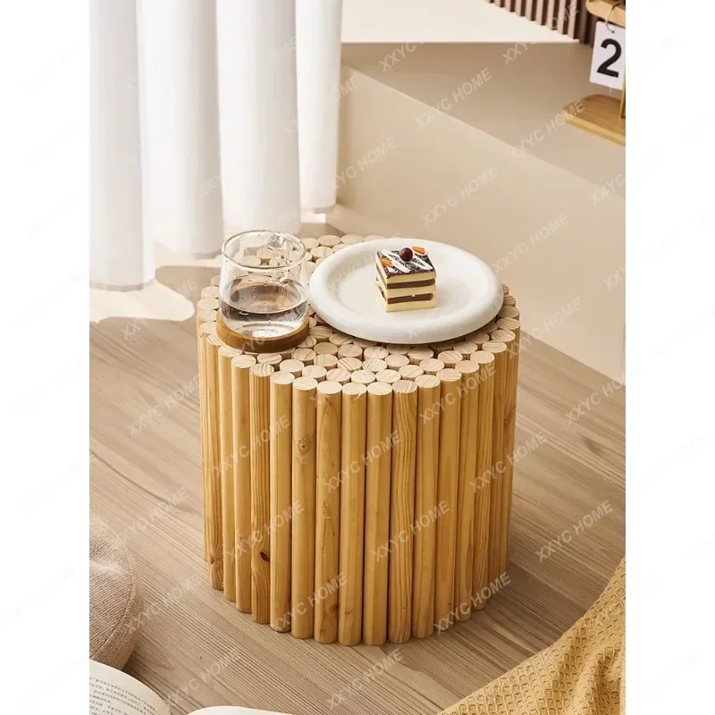 

Coffee Table Living Room Floor Stand Decoration Solid Wood Sofa Side Table B & B Room Soft Outfit Decorations