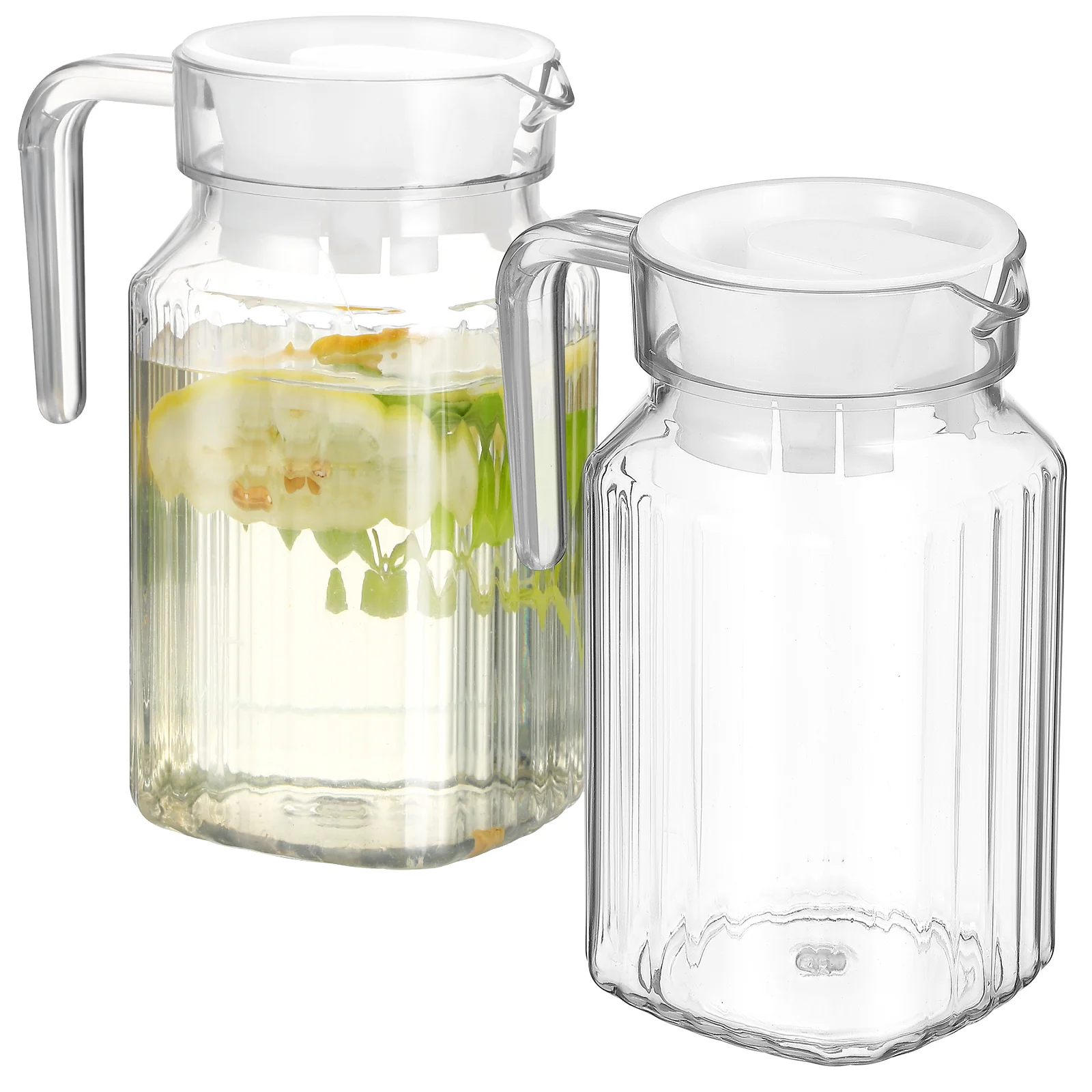 2 Pcs Pot Plastic Water Kettle Jug Pitcher Cooling Bottle Cold Jugs Juice with Lid