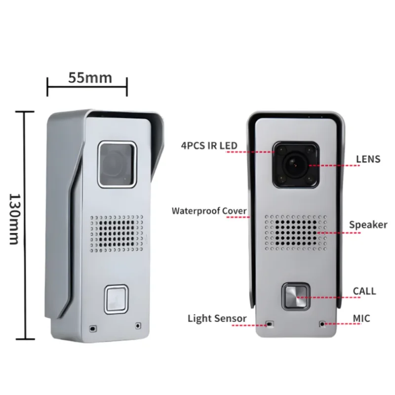 Kit de sistema de intercomunicación con pantalla TFT LCD de 4,3 pulgadas, Panel de llamada al aire libre de 4 cables, visión nocturna LED IR, resistente al agua, soporte de desbloqueo remoto