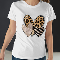 Summer Clothing Leopard Love Heart Sweet Fashion Women Tee T-shirt Casual Short Sleeve Fashion Female Graphic T Shirt Clothes