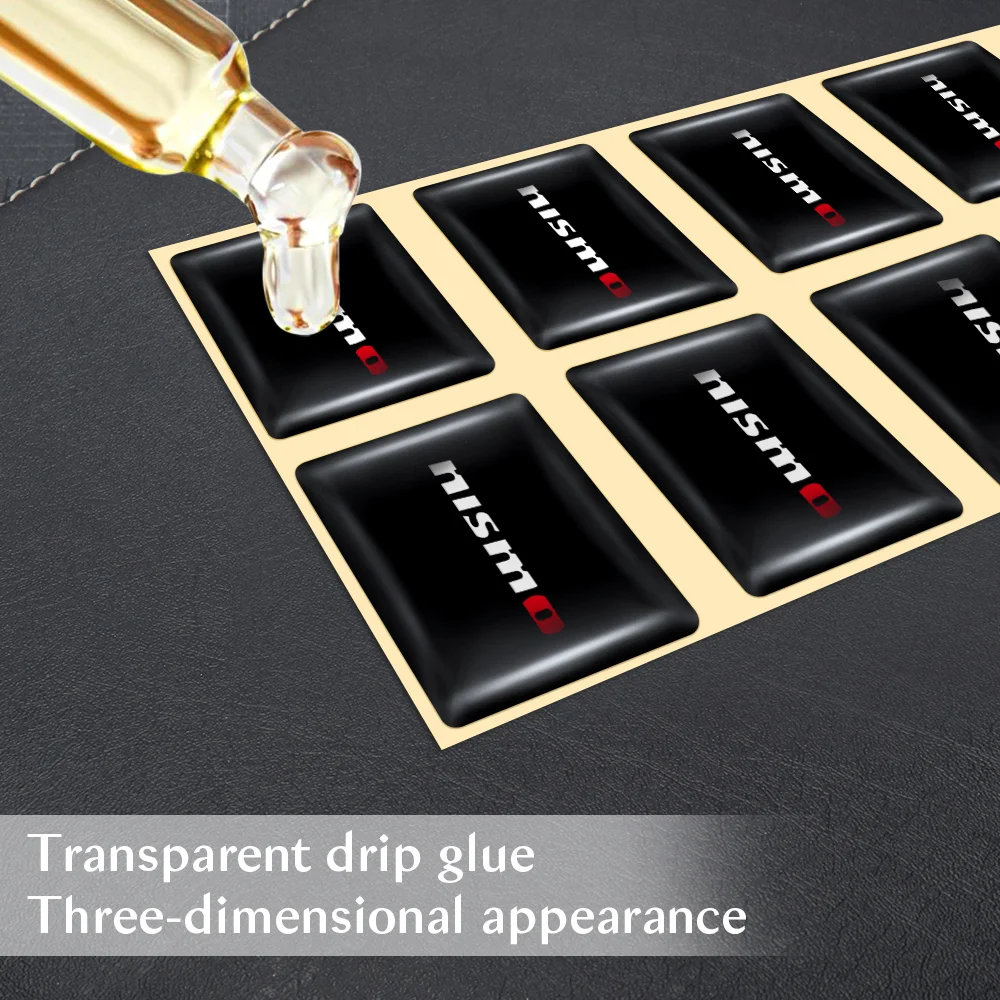 10/20Pcs 3D Epoxy Car Stickers Auto Emblem Badge Auto Interior Decoration For Nissan Nismo Tiida Sunny QASHQAI J10 J11 MARCH