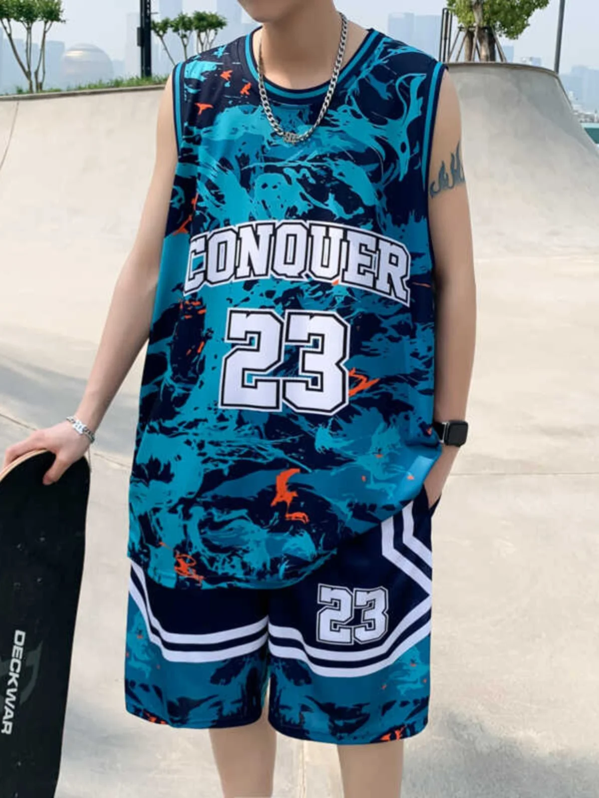 

Fitn Sports Tank Top Men Summer Thin Casual Svel T-irt orts Trendy Baskeall orm Set Lightweight Breathable