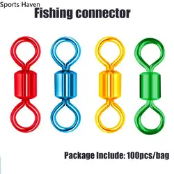 100PCS/Lot Stainless Steel Solid Rings Ball Bearing Swivel Fishing Hook Connector Fishing Accessories