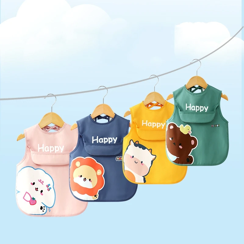 

Cute Cartoon Animals Baby Bibs Waterproof Colorful Children Bib No Sleeve Bibs Children Apron Feeding Bibs Baby