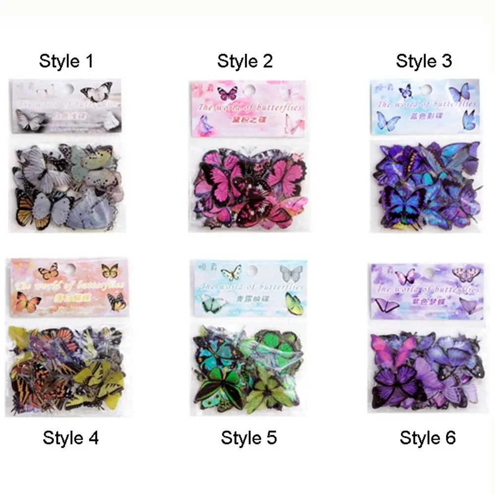 40 قطعة فراشة ملونة سجل القصاصات ملصق خمر INS نمط القرطاسية ملصق مقاوم للماء PET المحمول ملصق سكرابوكينغ