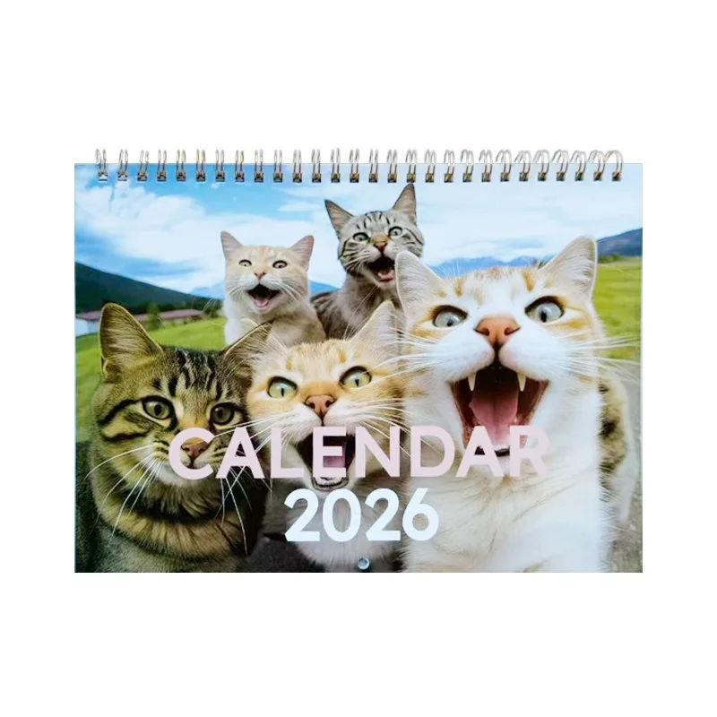 2026 Cats and Friends Wall Calendar Cute Cat Pattern Monthly Planner Home Decor Art Wall Hanging Calendar