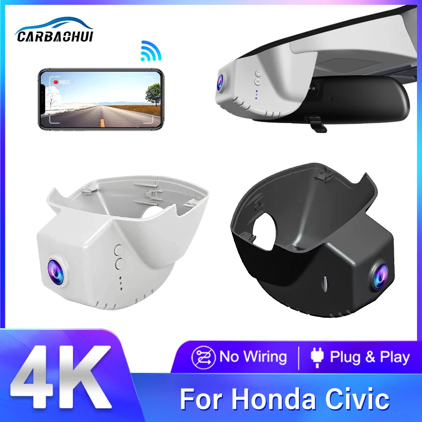 4K HD 2160P Plug And Play Car DVR Wifi Dashcam Video Recorder for Honda Civic 11th Gen Sedan & Hatchback & Si Sedan 2022 2023