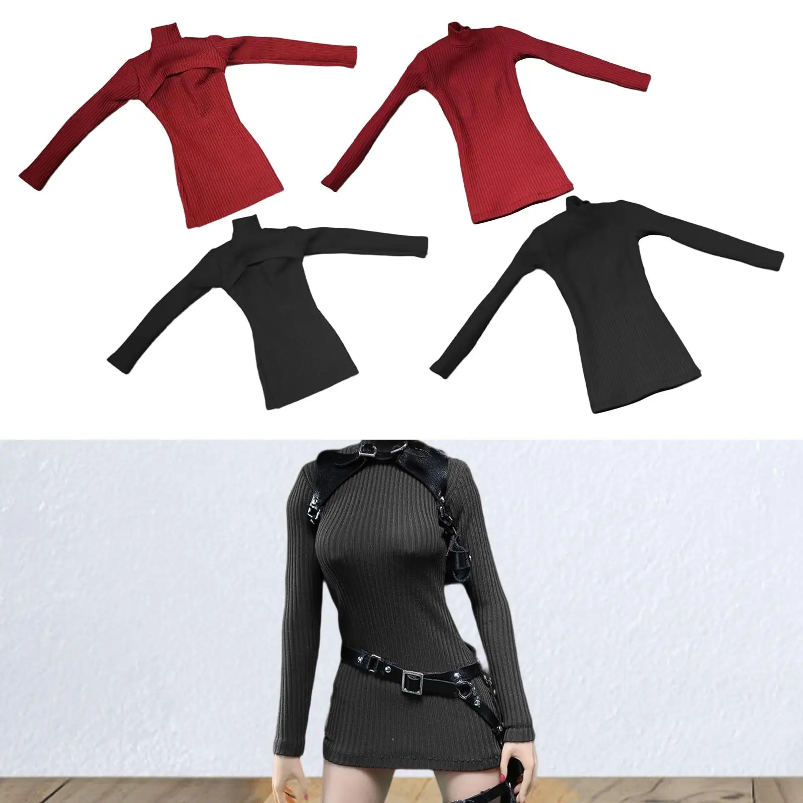 1:6 Scale Miniature Long Sleeve Top Cosplay Casual Retro Miniature Trendy Clothing for 12'' Female Dolls Figure Accessories