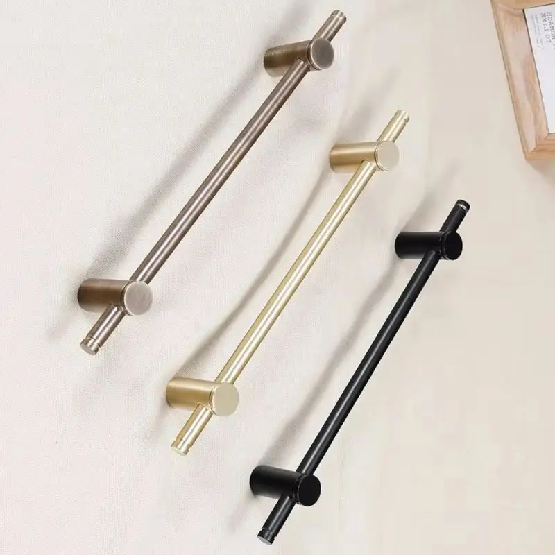 10PCS Solid Brass Adjustable Hole Spacing Furniture Handles Cupboard Wardrobe Closet Cabinet Pulls Handles Length 265mm~1000mm
