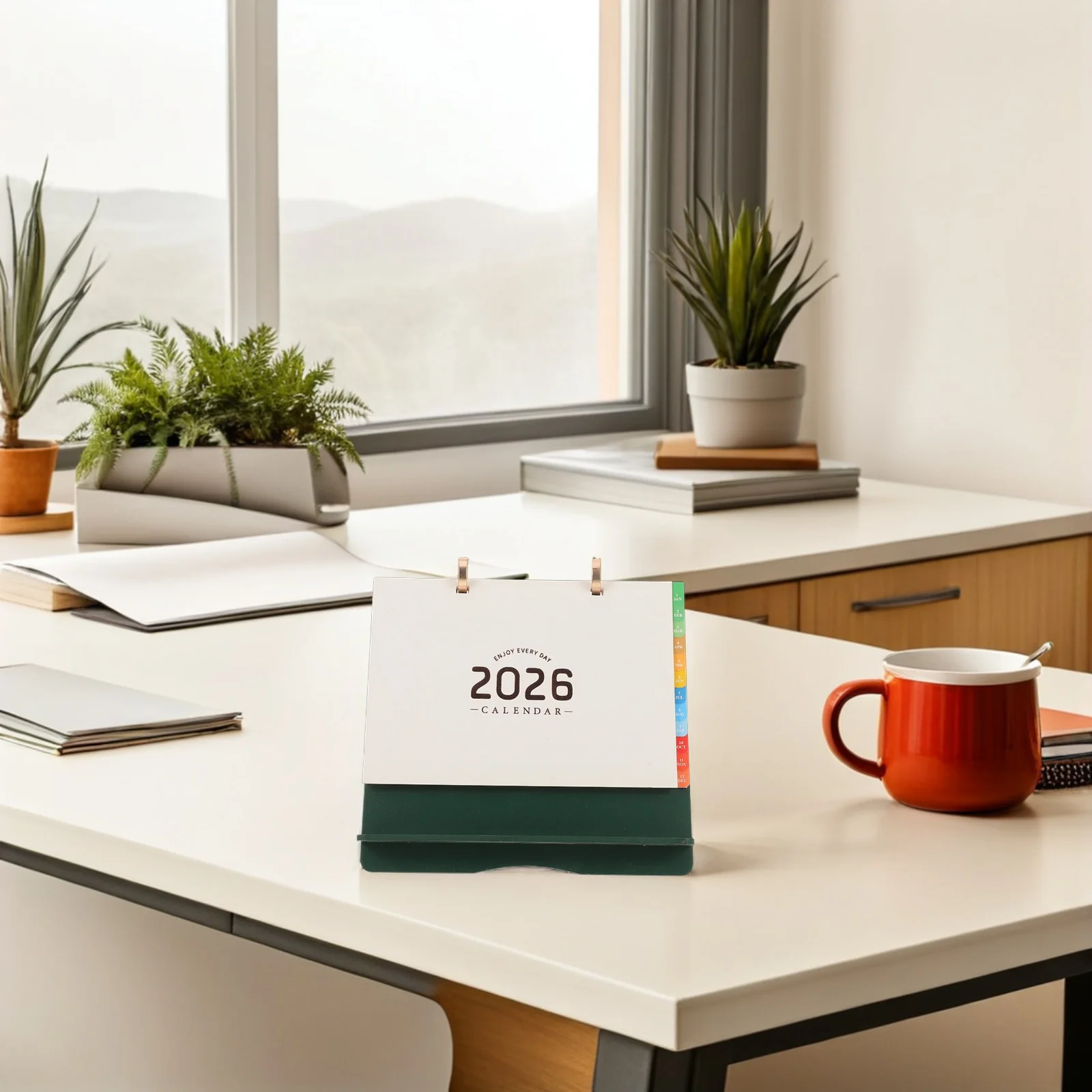 

Настольный календарь на 2026 год, флип-ежемесячный планировщик, настольный ежегодный планировщик, планировщик для заметок, красочные вкладки, зеленое дерево