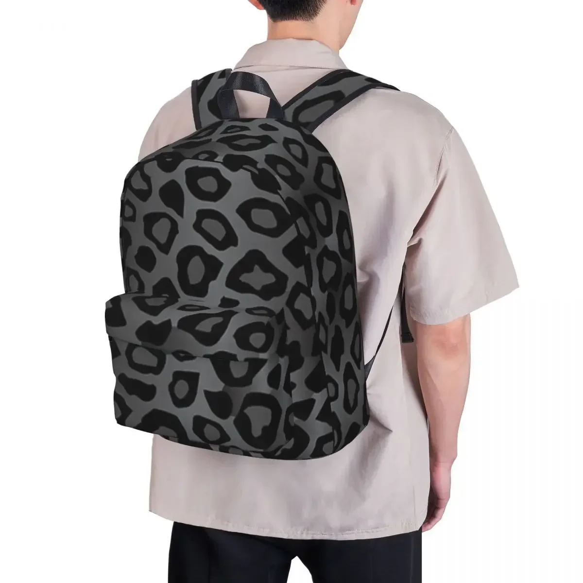 Gray Leopard Animal Pattern Woman Backpacks Boys Bookbag Fashion Children School Bags Portability Laptop Rucksack Shoulder Bag