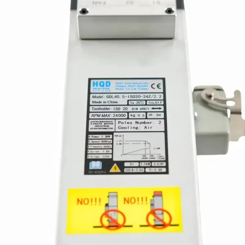 HQD 2.2KW ISO20 CNC Lavorazione del legno Motore mandrino ATC Raffreddato ad aria AC Motore mandrino fai da te GDL40.5-20-24Z/2.2