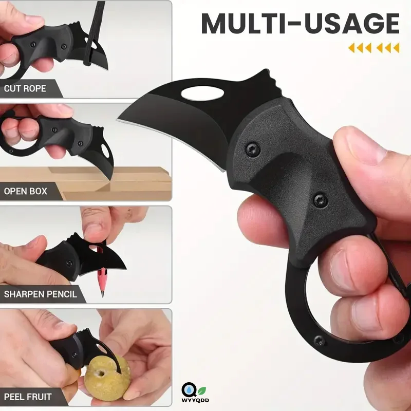 

1pc Mini Fox Necklace Pocket Knife Outdoor Portable Defense Eagle Claw Folding Knife Home Travel Open Box Keychain Folding Knife