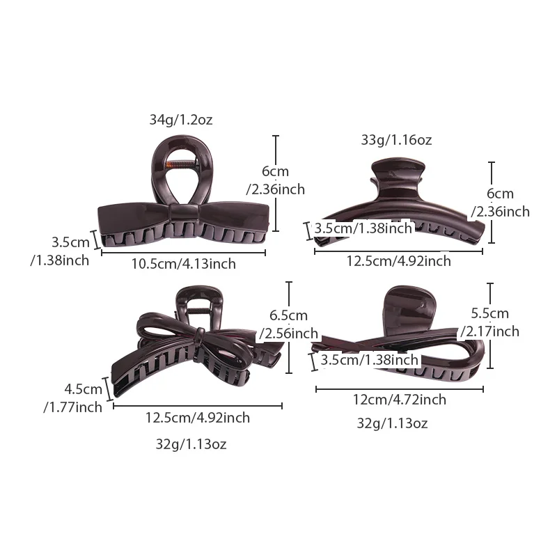 Chocolate Brown Bow Clip for Women 2025 New Arrival Luxury-Feel Back-of-Head Hair Clip Updo Shark Clip Hair Accessory