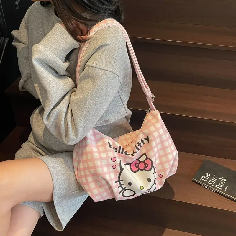 Kawaii Hello Kitty Sanrio Student Cartoon Large Capacity Handbag Children Storage Bag Zero Wallet Birthday Gift for Girls
