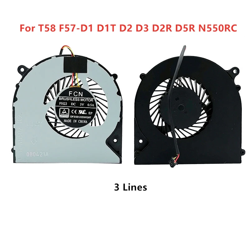 Brand New Laptop CPU Cooling Fan For MACHENIKE T58 F57-D1 D1T D2 D3 D2R D5R N550RC  3 Lines