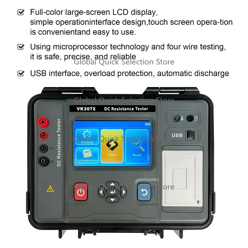 VK3072 DC Resistance Four-Wire Method 20A Winding Resistance Tester Transformer