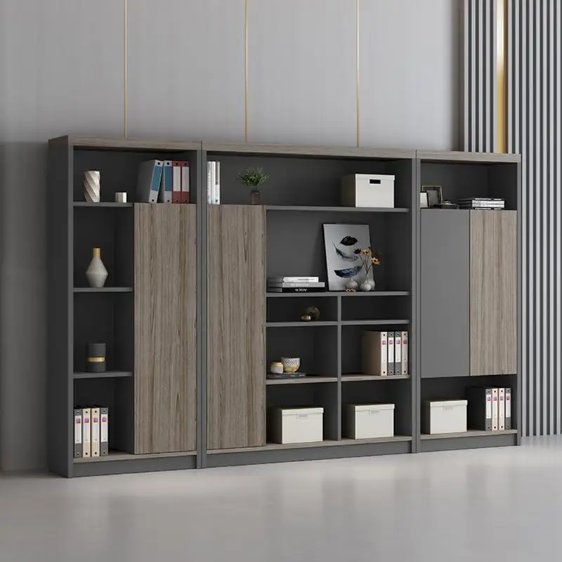Armário de arquivo de madeira simples e moderno armário de arquivo estante de vidro bloqueado escritório