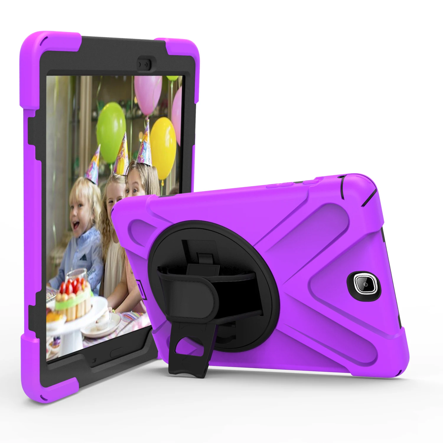 Rugged Stand Case For Samsung Galaxy Tab A 9.7 inch 2015 SM-T550 SM-T555 Hybrid 360 Rotating Cover With Hand & Shoulder Strap