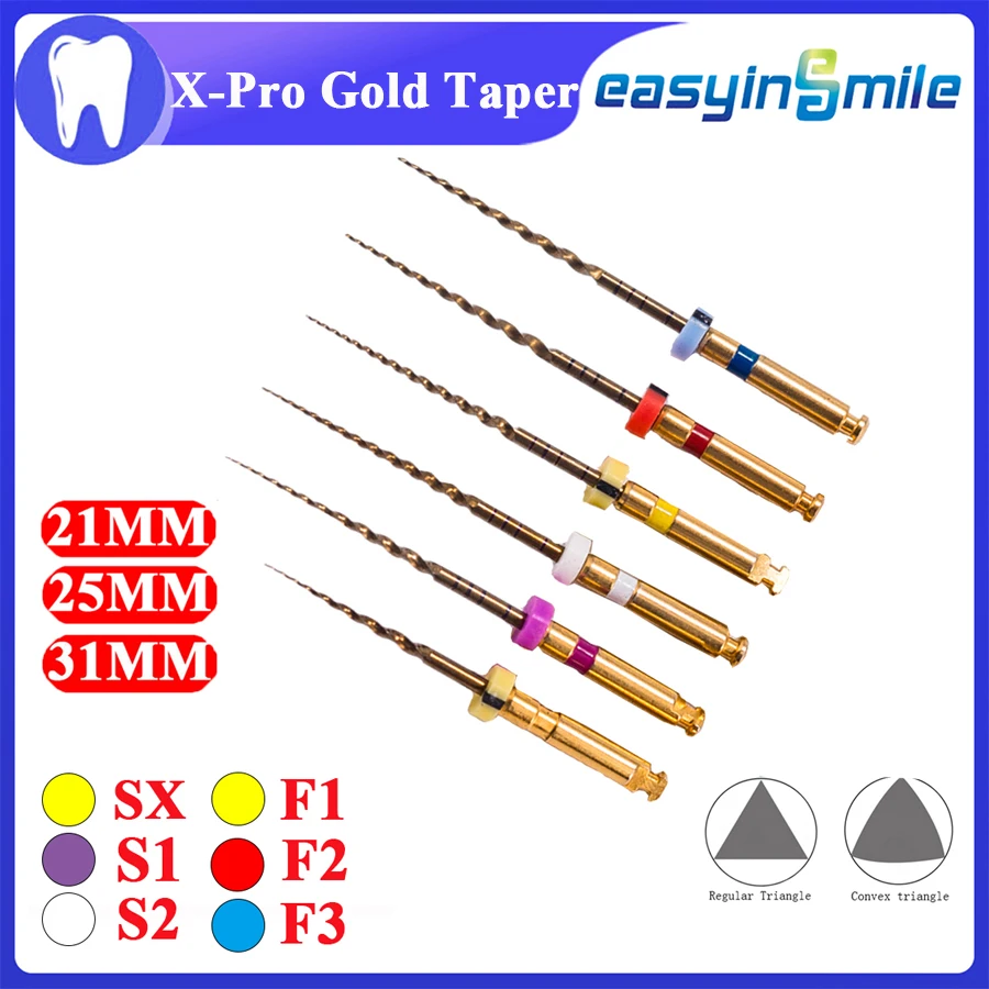 

Dental endodontic X3-pro gold taper Niti Files SX/S1/S2/F1/F2/F3 Endo Rotary engine Files 21/25/31MM