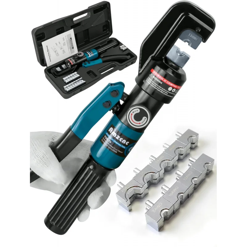 Hand Operated Hydraulic Crimping Tool Range 12 AWG-2/0 AWG for Cable Lugs Hydraulic Crimping Crimper Wire Terminal Lug