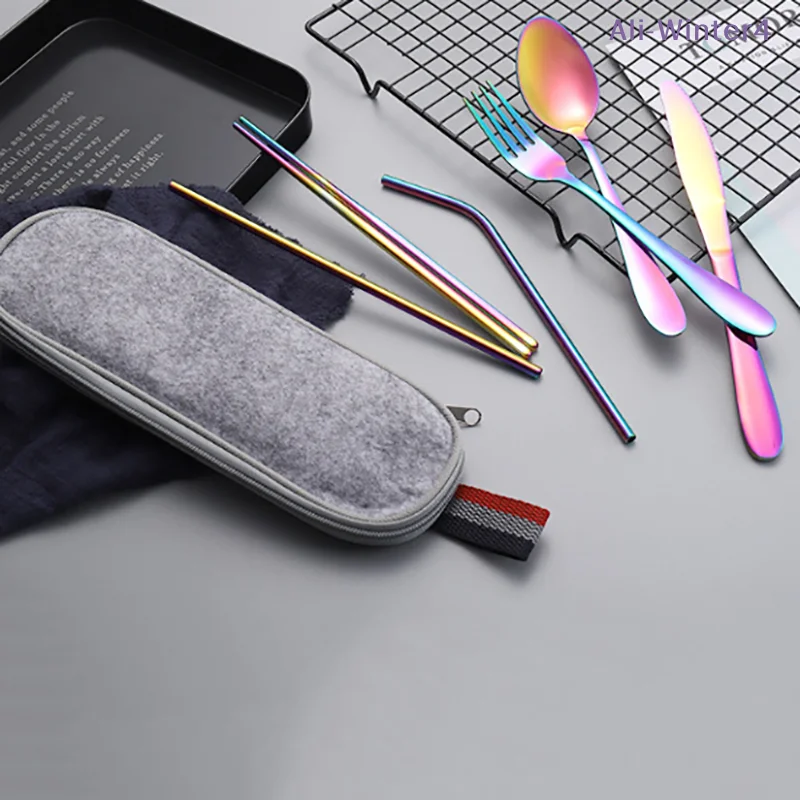 【Winter4】Cutlery Storage Bag Tableware Cloth Zipper Pouch Fork Spoon Chopsticks Office Camping Travel Utensil Carrying Case