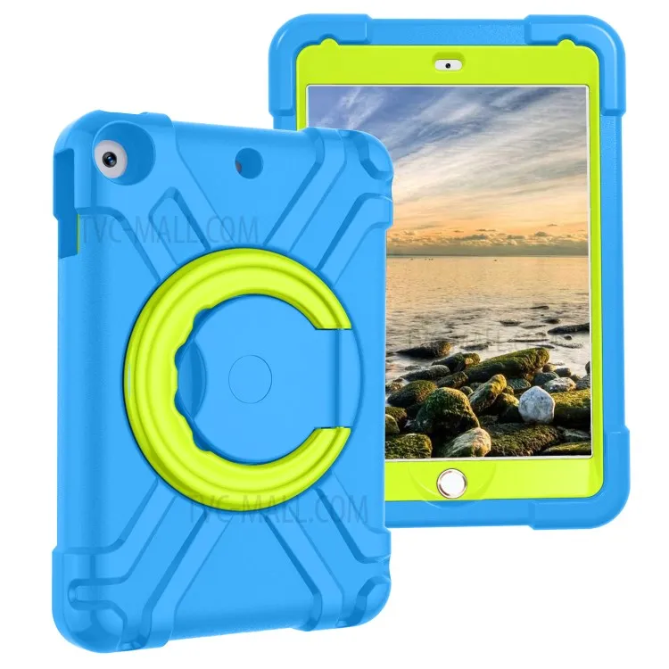 

Tablet Case for iPad 10.2 (2021) / (2020) / (2019) Swivel Handle Kickstand PC + Silicone Protection Cover - Blue / Green