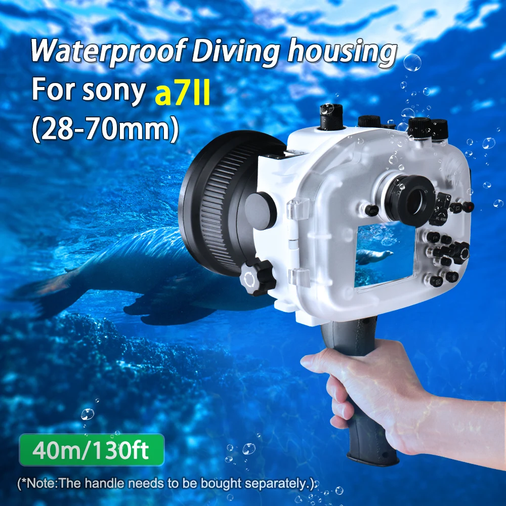 Seafrogs Underwater Camera Housing Case with Pistol Grip Standard Port for Sony A7 II NG Series A7S II 40M/130FT Dive Equipment