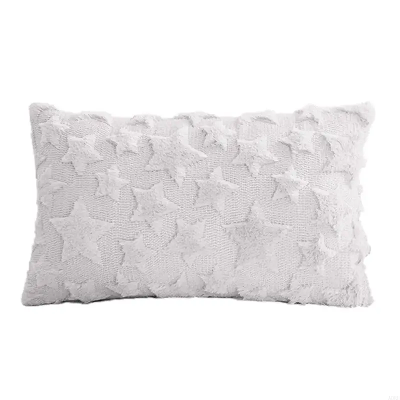 A0KE Reversible Furry Pillow Cover With Symbol Texture Washable Decorative Pillow for Seasonal Accenting