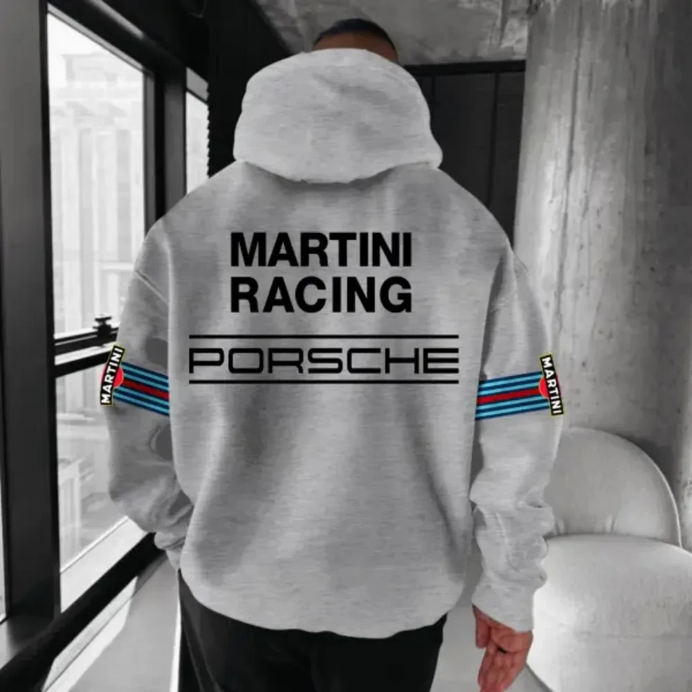 อเมริกัน Hip-Hop สไตล์ Hooded Sweatshirt 3D พิมพ์ PORSCHE MARTINI RACING ผู้ใหญ่สบายหลวมเสื้อกันหนาวผู้ชายผู้หญิง TOP