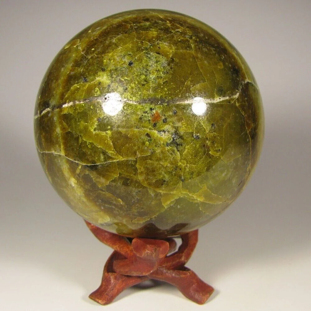 Natural Green Opal Orb, Reiki Healing Room, Office Decoration Gift, Energy Gem