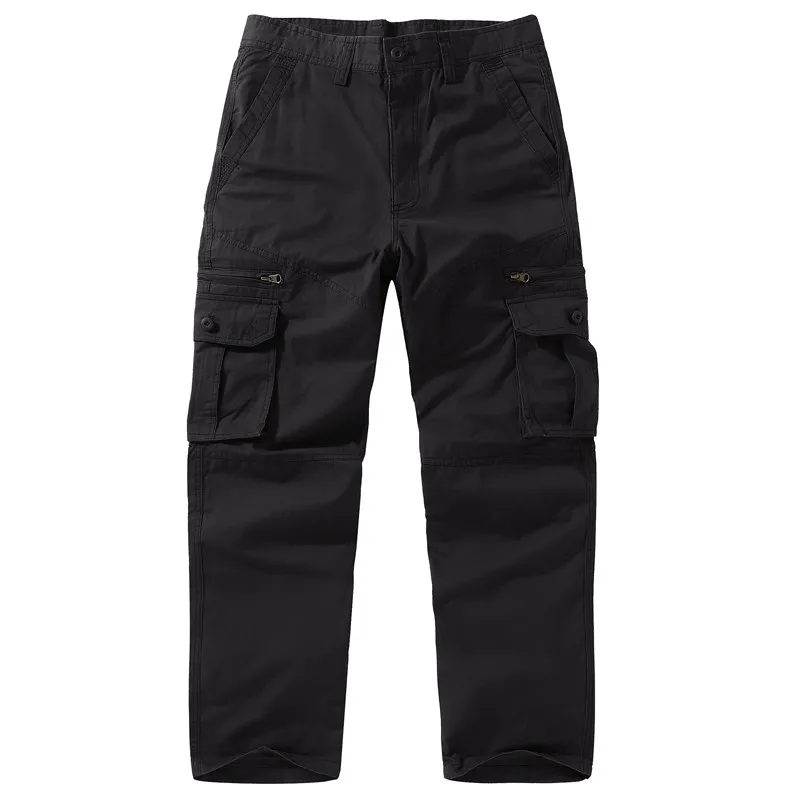 Men Army Green Cargo Pants Fashion Men Multi Pockets Tactical Combat Trousers Loose Pure Cotton Outdoors Casual Pants Male