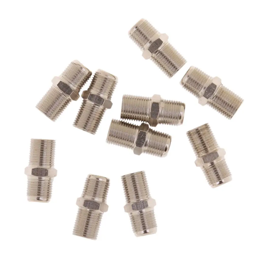 10X Coupler Copper Female to Female ial Connector Barrel for TV Receiver VCR Cable