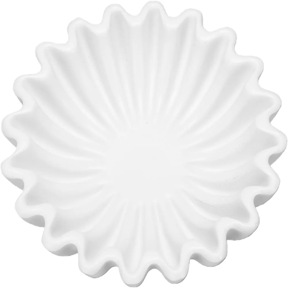 Large White Decorative Bowl 5.91x1.97in Ruffle Design Ruffle Bowl Resin Fluted Design Key Tray Home Decor