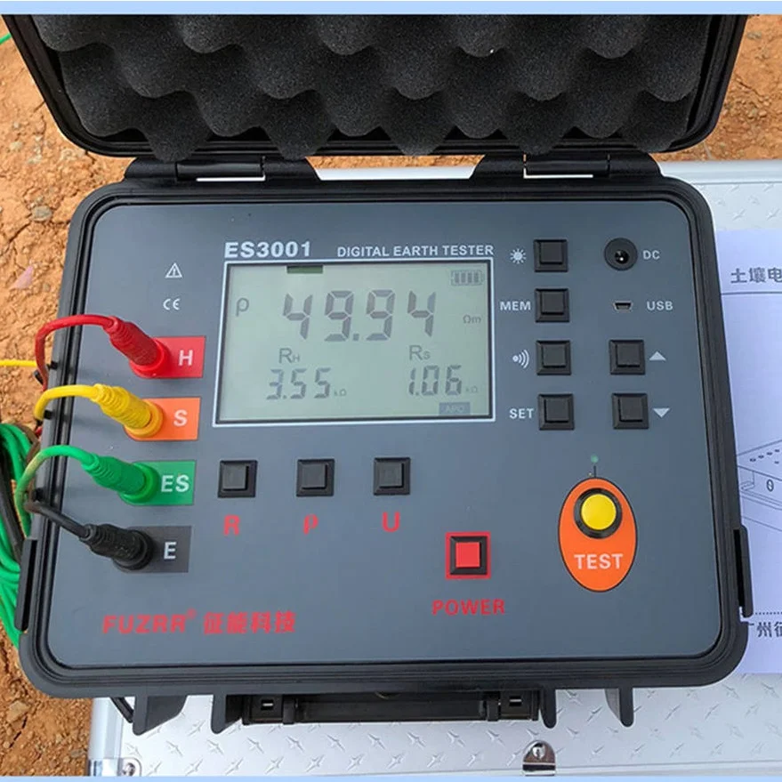 

ES3001 Soil Resistivity Tester 0.00-9999kΩm Upgraded Earth Resistance Meter Grounding Network Various Parameters Detector