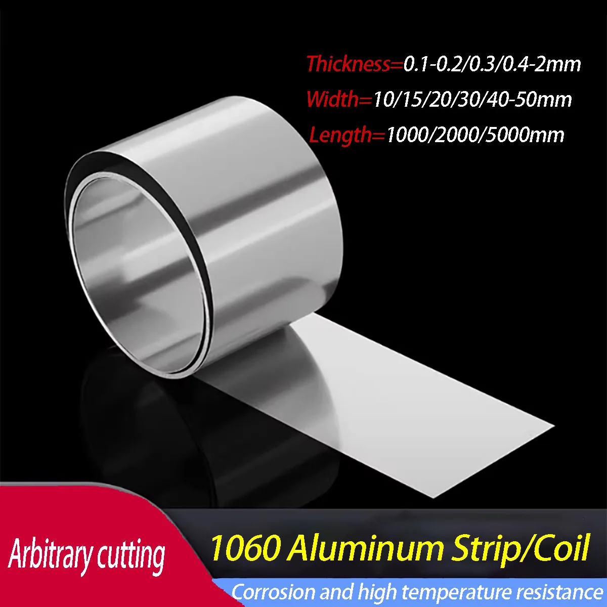 

Thickness 0.1mm - 2mm 1060 Aluminum Strip Width 10-50mm Aluminum Foil Thin Sheet Plate for DIY Material Washer Length=1-5m