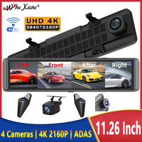 4CH Dash Cam 11.26 Inch 4K WIFI Rear View Mirror 4 Cameras Video recorder Car DVR ADAS BSD Night Vision 24H Parking Monitor
