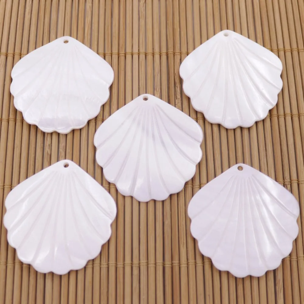 5 PCS 23mm 28mm 38mm 43mm 48mm Shell Natural White Mother of Pearl Charms  Pendants fan