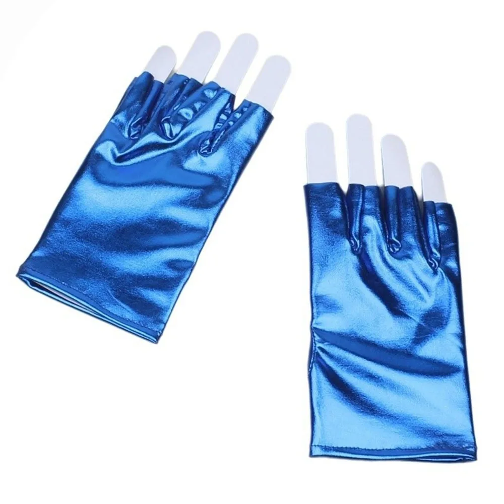 Punk Style Patent Leather Gloves Lacquer Leather Fashionable Half Finger Gloves Breathable Pu Leather Glossy Stage Gloves