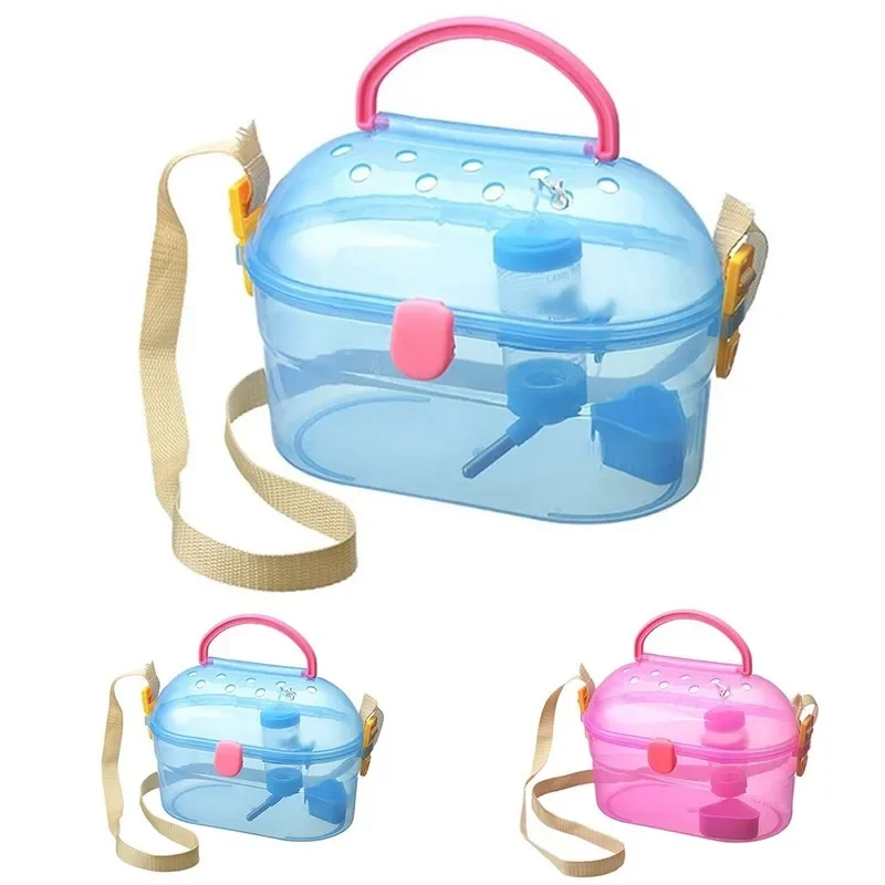 

Hamster Carrier Portable Breathable Hamster Travel Cage with Bottle and Feeder Small Animal Clear Carrier Bag Pet Supplies