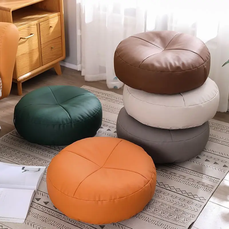 40CM Japanese-Style Pu Leather Cushion Lazy Person Tatami Futon Living Room Sofa Small Stool Balcony Bay Window Cushion