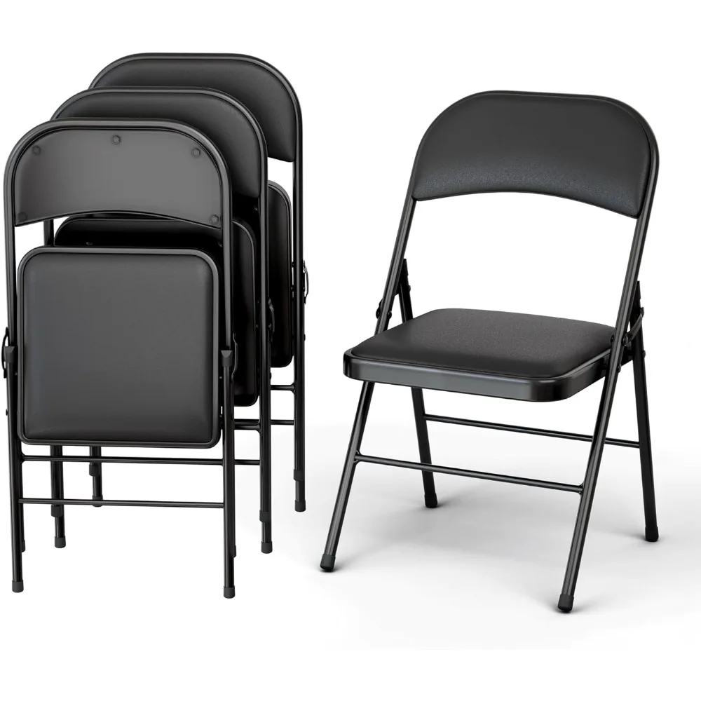 

4 Pack Leather Chair, Foldable & Stackable, 350 lbs Capacity Steel Frame Seats for Indoor or Outdoor, Commercial Use Events