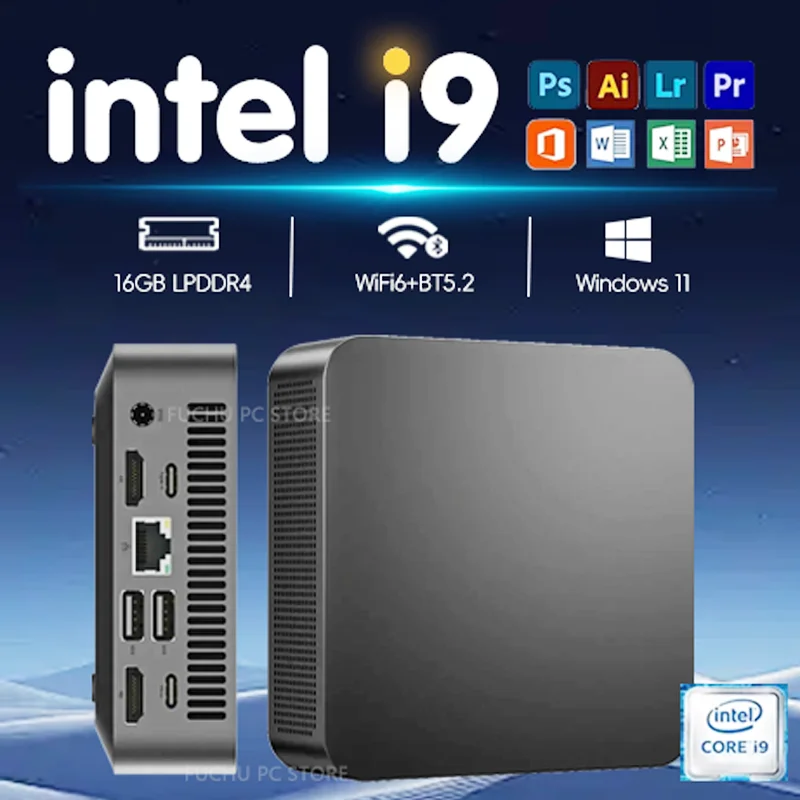 MINI Gaming PC Windows 11  Intel Core i9 8950HK MINI Host 16GB DDR4 2048GB SSD  WIFI 6 BT5.2 Gaming MINI PC