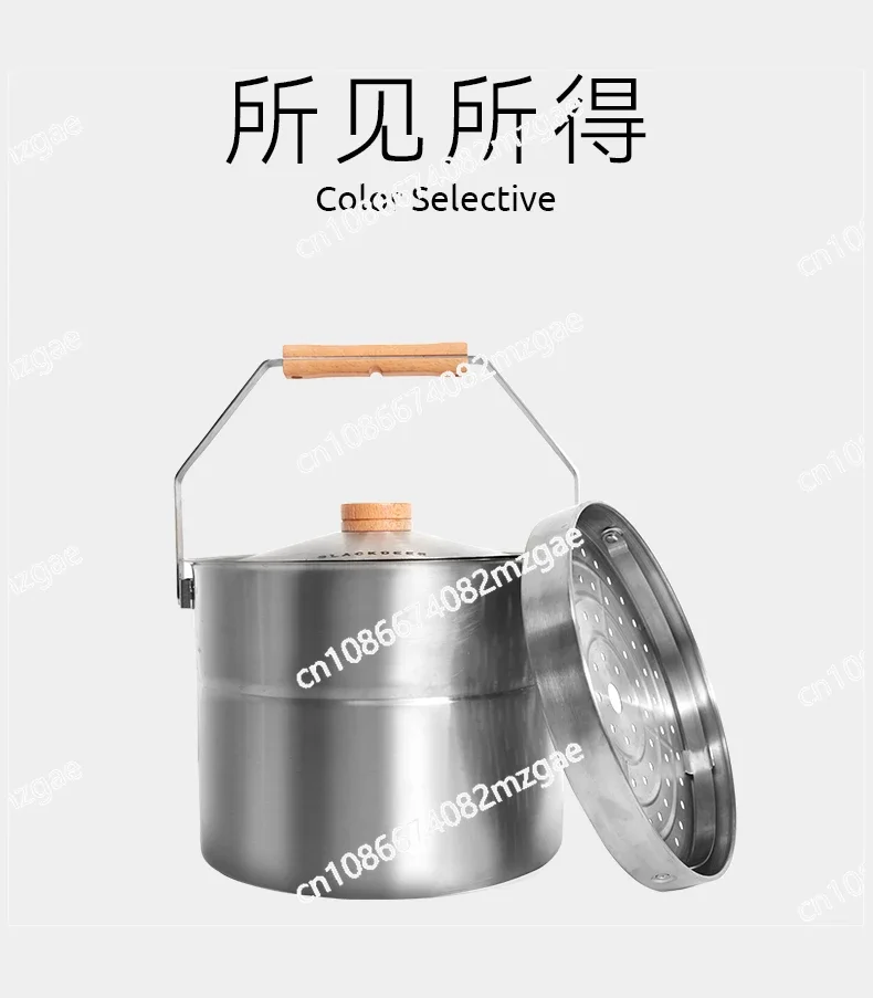 Stainless Steel Steamer Outdoor Camping Picnic 5L Hanging Pot Multifunctional Cooking Equipment