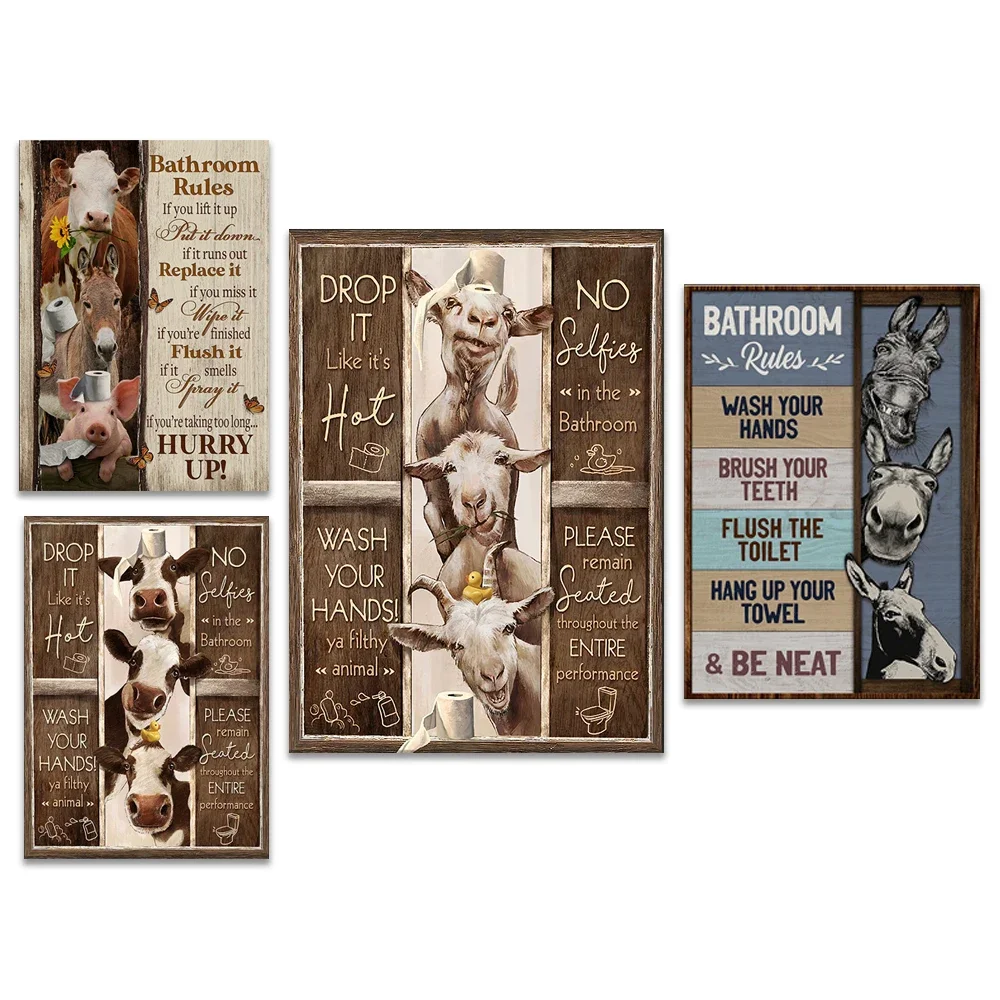 

Bathroom rules Funny beef goat bathroom poster, farmhouse bathroom decoration, bathroom humor, funny bathroom sign