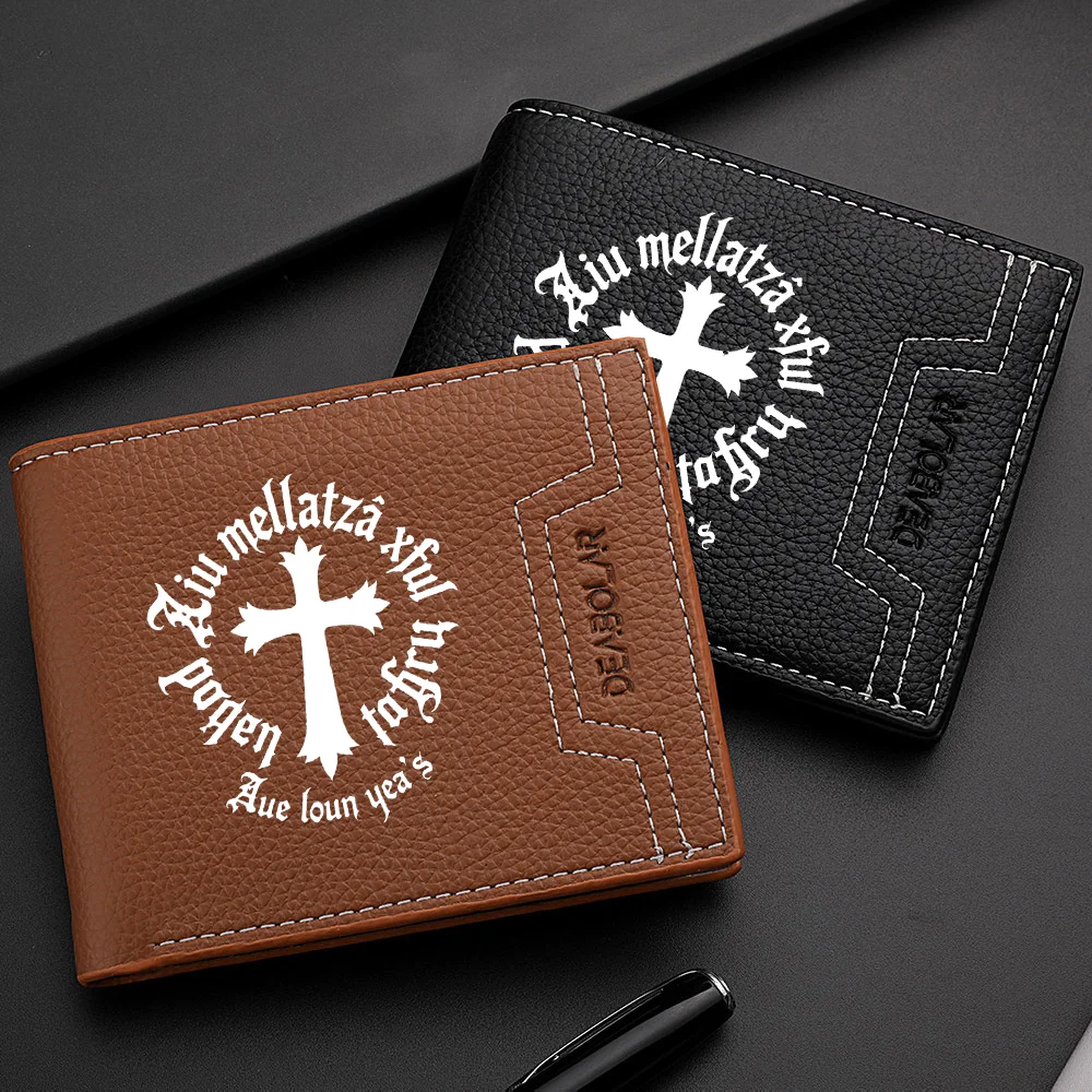 Klassische kurze Herren-Geldbörse aus PU-Leder, lässiges Druckdesign, Kartenhalter, hochwertige, einfache Herren-Geldbörse