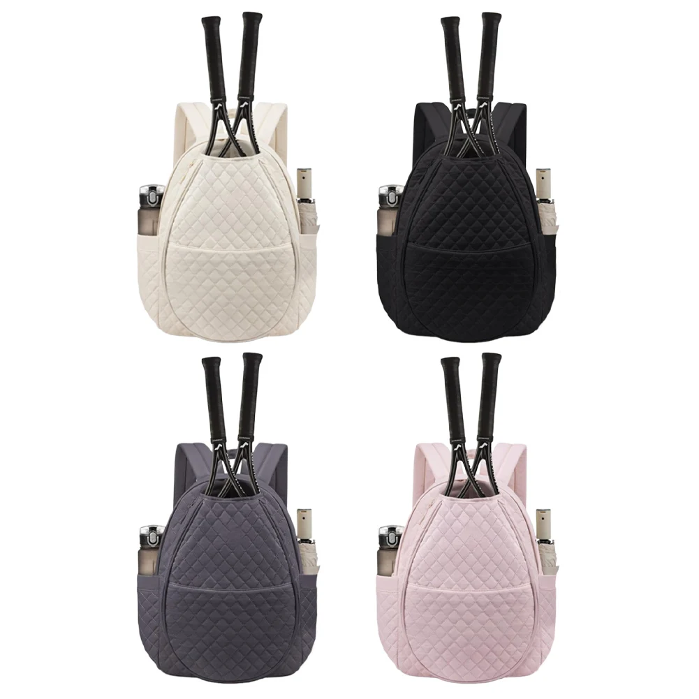 

Quilted Tennis Backpack Lightweight Large Tennis Bag with Multi-pockets Tennis Racket Backpack for Tennis Racquet Badminton