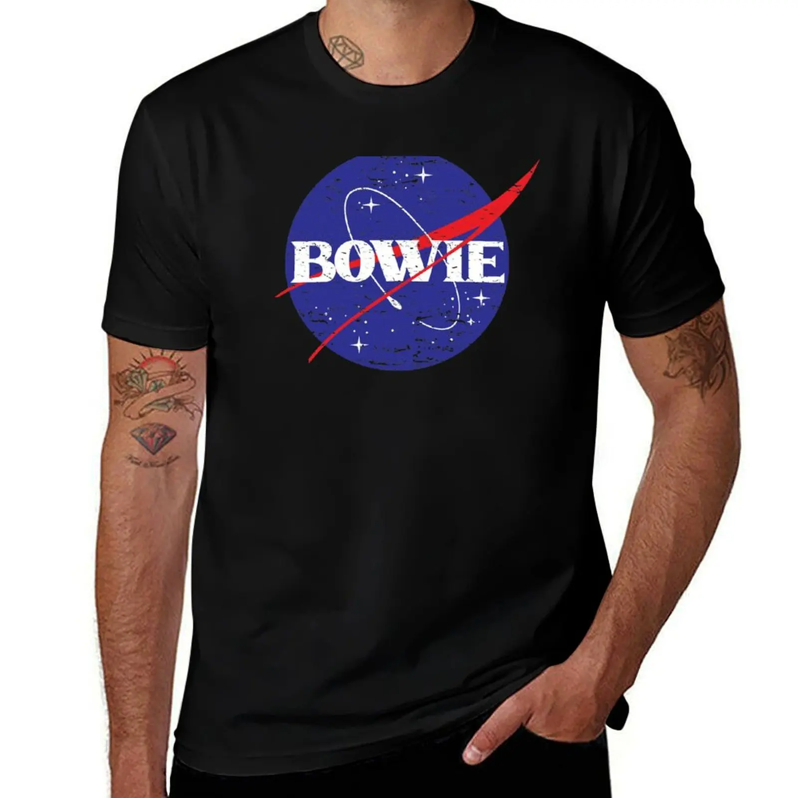 Bowie Tribute NASA Fusion Logo T-Shirt for a boy anime t shirts tops mens designer clothes